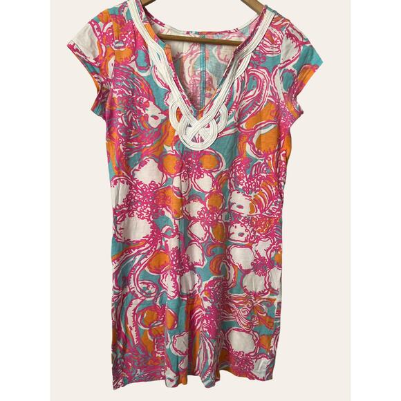 Lilly Pulitzer Pink Brewster Floral Print Short Sleeve Mini Dress Size XS - Picture 5 of 9